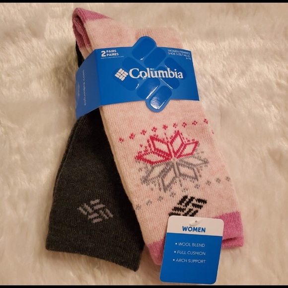 Columbia Accessories - Columbia 2 Pair Wool Blend Snowflake Socks, New